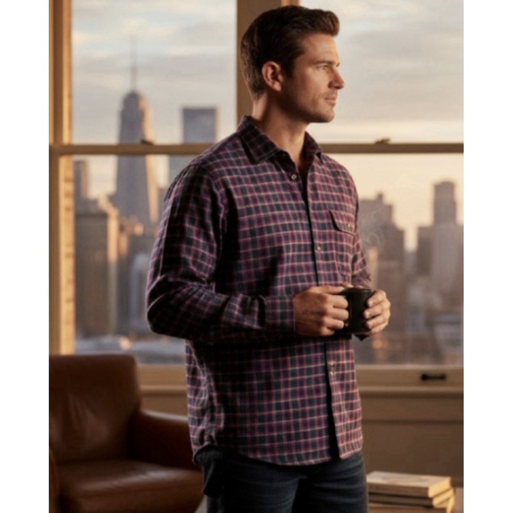 Enro Men's Plaid Button Up Shirt XL Tall Big & Tall Cotton Long Sleeve - Picture 2 of 7